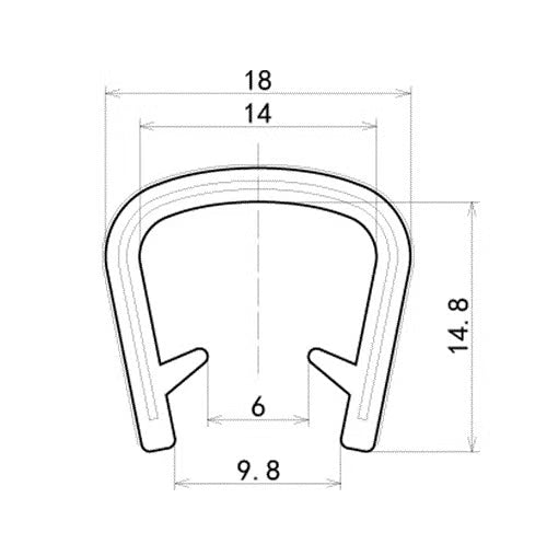 U-uralista, 10mm ura, 17mm korkeus