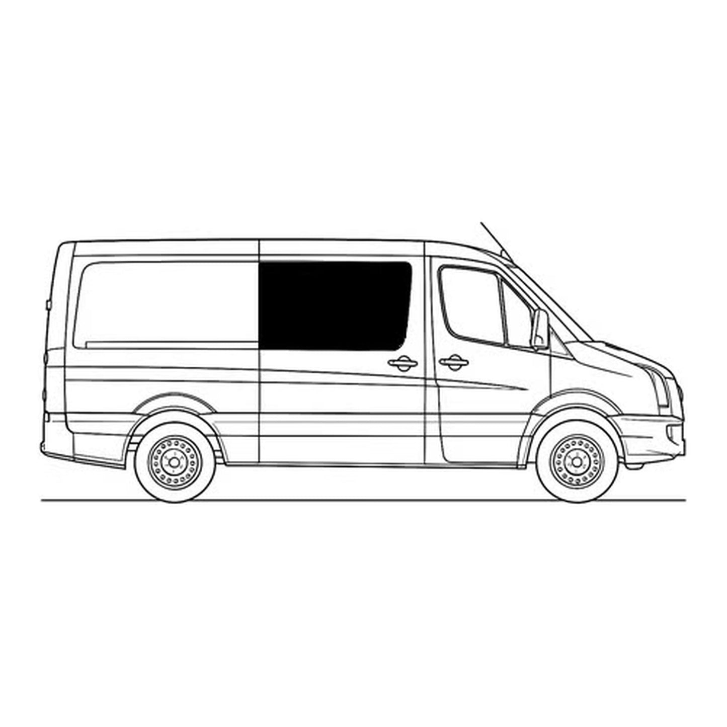 Side window, right, tinted, Crafter / Sprinter, 2006-> (L2/L3/L4)