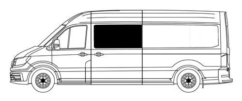 Sivuikkuna, vasen, tumma, MAN TGE / VW Crafter, 2017->, liukuoveen