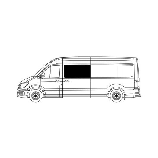 Sivuikkunan asennus, vasen, tumma, MAN TGE / VW Crafter, 2017->, liukuoveen