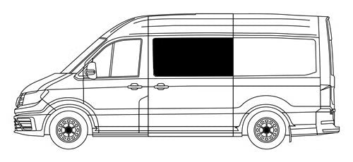 Sivuikkuna, vasen, tumma, MAN TGE / VW Crafter, 2017->, liukuoveen
