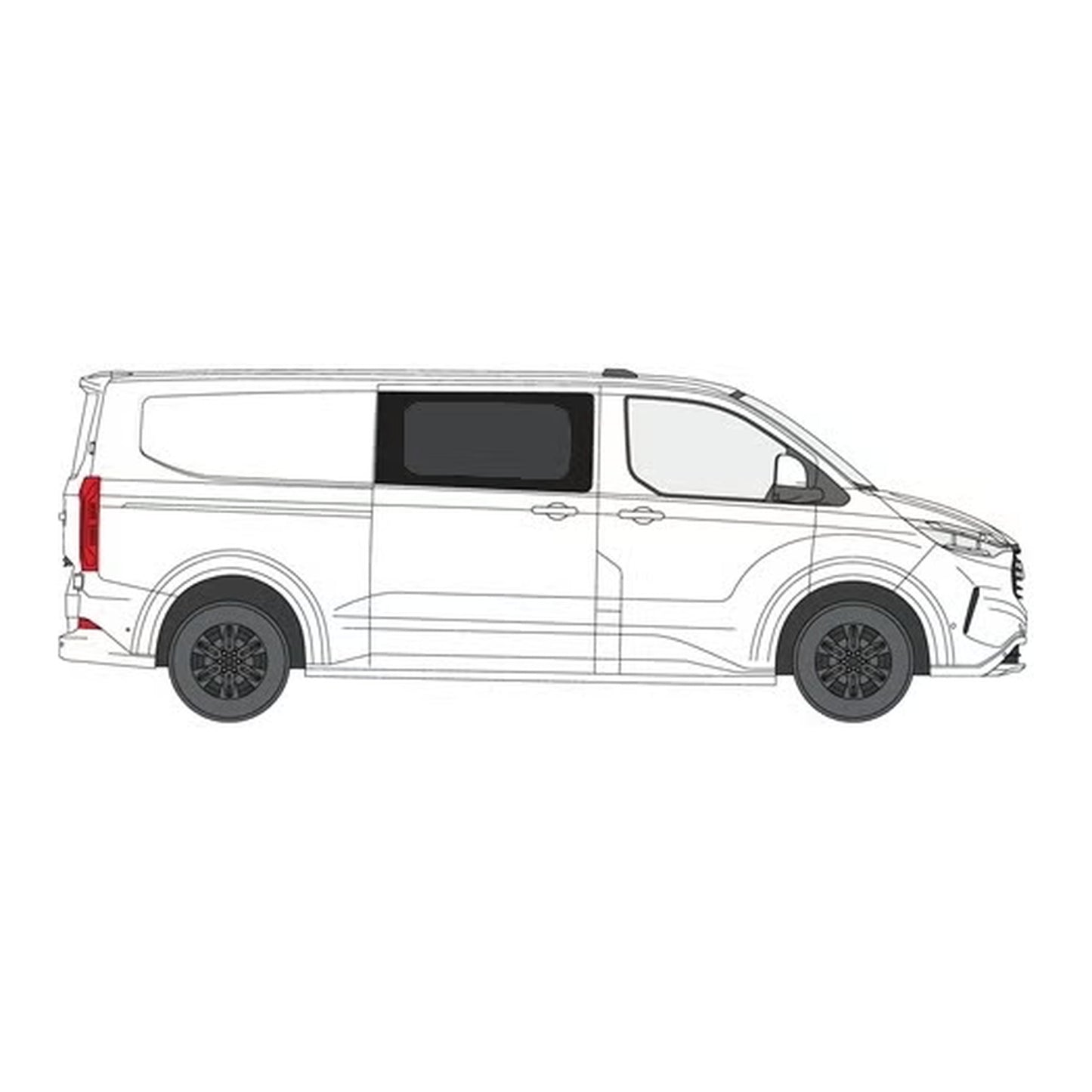 Side window, right, dark, Ford Transit Custom 23-> / VW T7, for sliding door