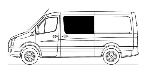 Sivuikkuna, vasen, tumma, Crafter / Sprinter, (L1, 5425 mm)