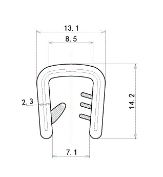 U-uralista, 7mm ura, 14mm korkeus