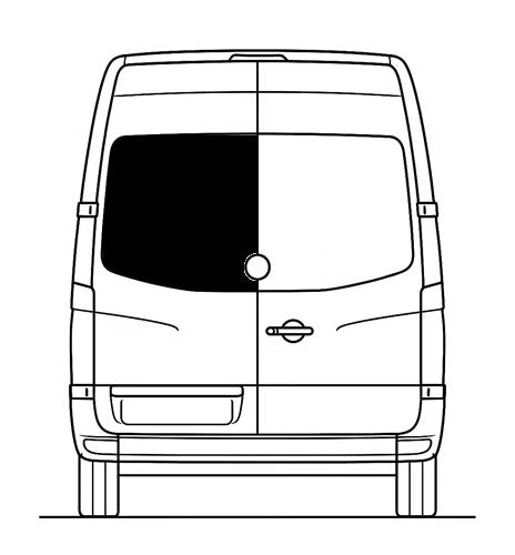 Takaoven ikkuna, vasen, tumma, Crafter / Sprinter, 2006-2018 (pyöreälle merkille)