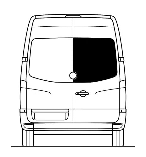 Takaoven ikkuna, oikea, tumma, Crafter / Sprinter, 2006-2018 (pyöreälle merkille)