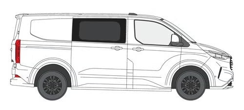 Sivuikkuna, oikea, tumma, Ford Transit Custom 23-> / VW T7, liukuoveen