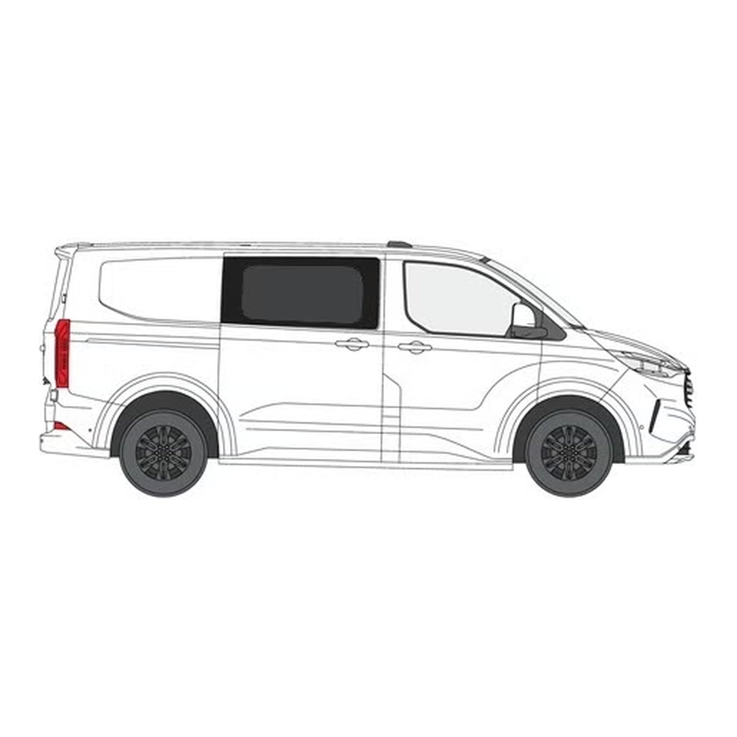 Side window, right, dark, Ford Transit Custom 23-> / VW T7, for sliding door