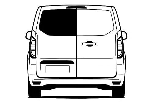 Takaoven ikkunan asennus, vasen, tumma, Ford Transit Custom 23-> (pakettiauto)