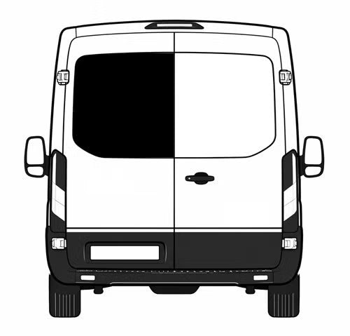 Takaoven ikkunan asennus, vasen, tumma, Ford Transit, 2014->, H2/H3