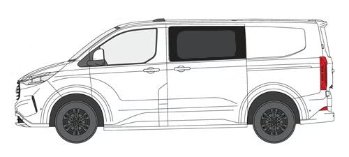 Sivuikkuna, vasen, tumma, Ford Transit Custom 23-> / VW T7, liukuoveen