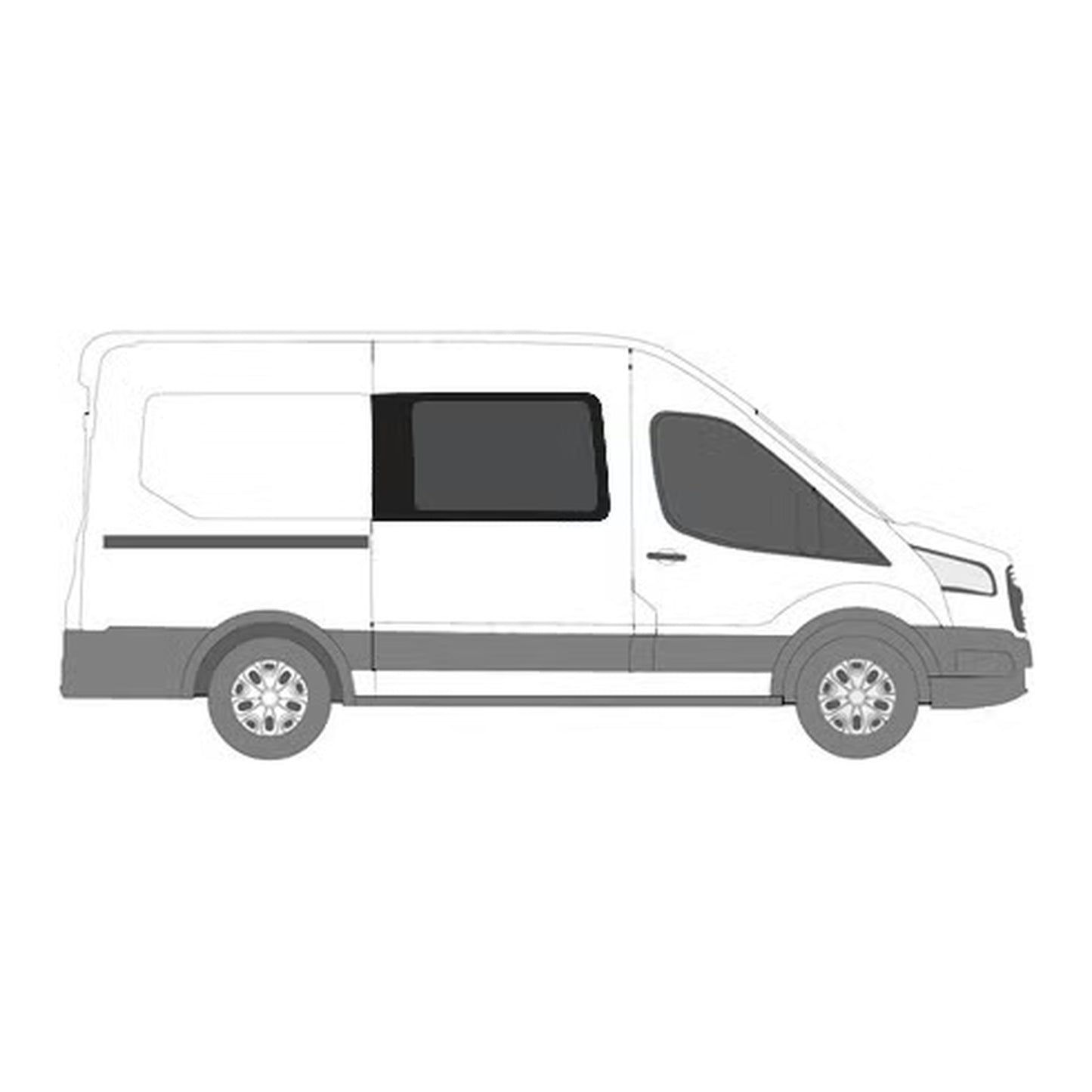Sivuikkunan asennus, oikea, tumma, Ford Transit, 2014->