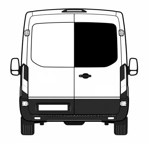 Takaoven ikkunan asennus, oikea, tumma, Ford Transit, 2014->, H2/H3