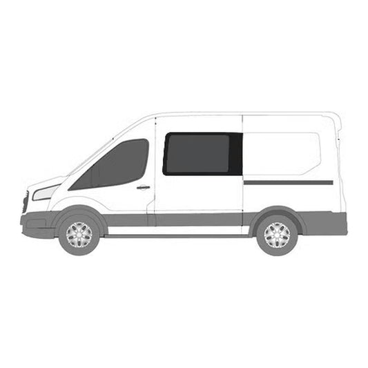 Sivuikkunan asennus, vasen, tumma, Ford Transit, 2014->. liukuoveen